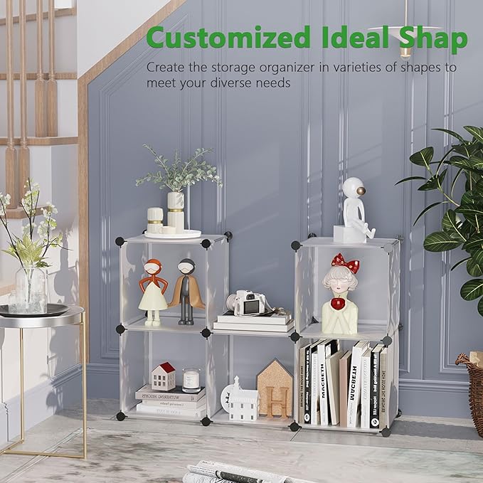 C&AHOME Cube Storage Organizer, 6-Cube Shelves Units, Closet Cabinet, DIY Plastic Modular Book Shelf, Ideal for Bedroom, Livi