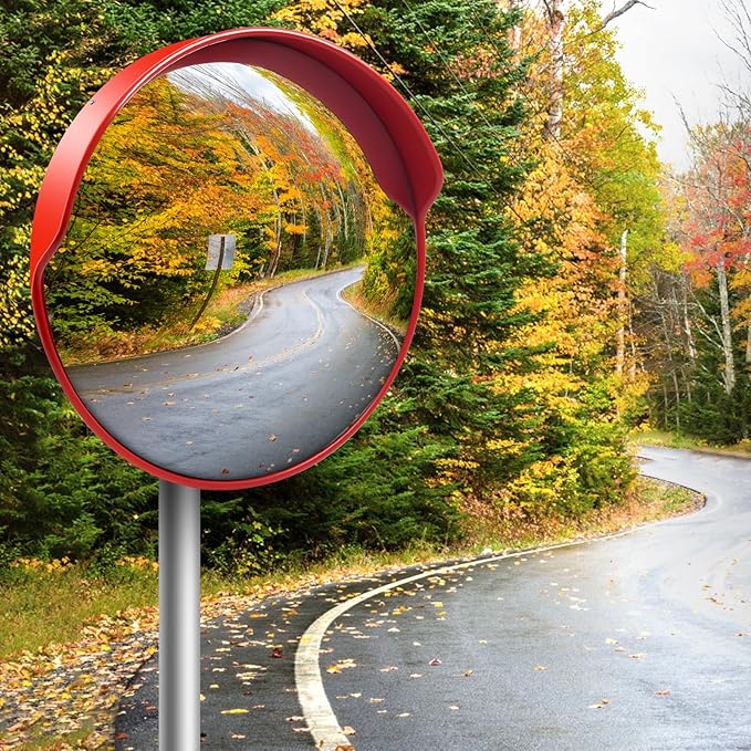 Convex Traftic Mirror - 24" Outdoor Driveway & Security Parabolic Safety Mirrors, Acrylic Blind Spot Mirror for Garage Retail Stores