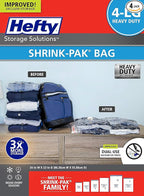 Hefty Vacuum Bags for Clothes 4 Pack, Space Saving Large Vacuum Storage Bags (34 X 22 Inches) Compression Seal for Bedding, T