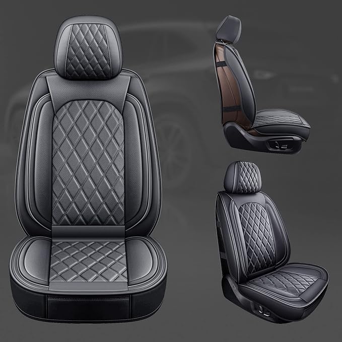 MIROZO Front Seat Covers, Car Seat Covers Black Vehicle Cushion Cover Breathable Fit for Most Sedan, Truck and SUV for Explor