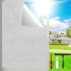 Frosted Window Privacy Film Glass Window Film Sun Blocking, Static Clings Removable Frosting Bathroom Door Window Covering, White,35.4 Inch x 78.74 Inch