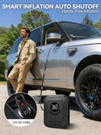 AIRSURE Tire Inflator Portable Air Compressor, 150PSI Fast Inflation Electric Air Pump with Auto Shut-Off & LED Display, 12V DC Air Pump for Car Tire Inflation