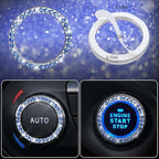 CAR PASS 11 PCS Bling Diamond Car Accessories for Women, Sparkly Rhinestone Steering Wheel Cover, Bling Seat Belt Cushion, Gl