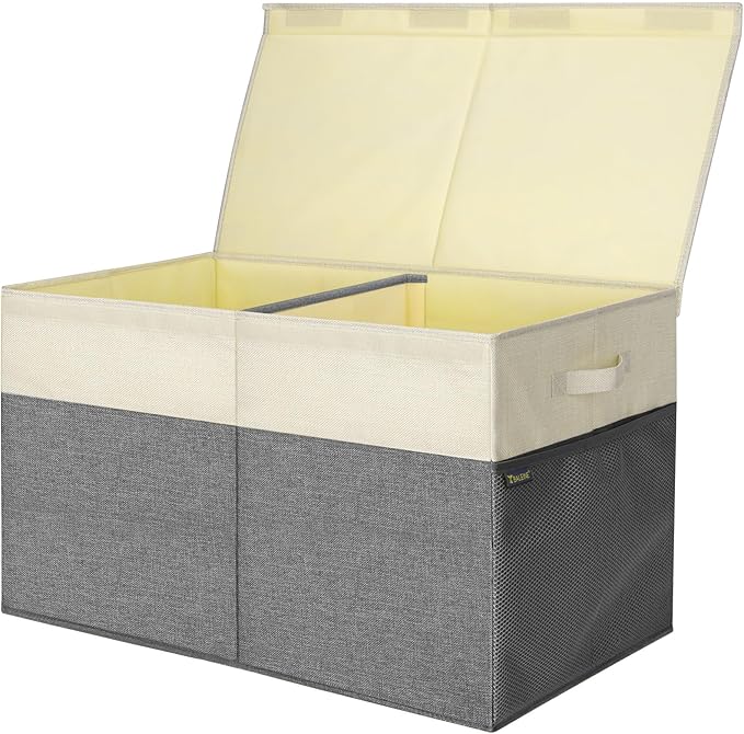 BALEINE Fabric Storage Bins with Lid, Collapsible Extra Large Storage Boxes Bins Baskets with Divider for Home Organizing (25