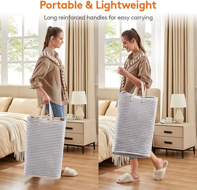 Lifewit 3 Pack Laundry Basket 80L Each, Collapsible Clothes Hamper with Reinforced Handles, Freestanding Waterproof Design fo
