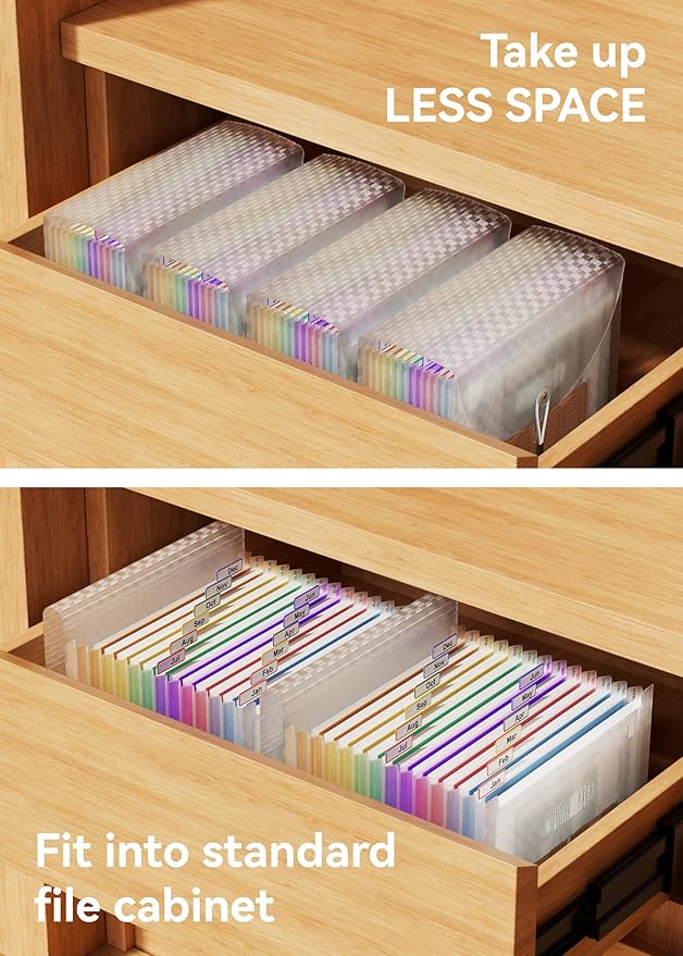 ABC life 12-Pocket Accordion File Organizer, Expandable File Folder with Colorful A-Z Tabs, Portable Bill & Receipt Organizer