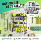 SUNALLY Power Tool Organizer, 4 Drill Holder Wall Mount, Garage Tool Organizer and Storage with Screwdriver Holder, Garage Or
