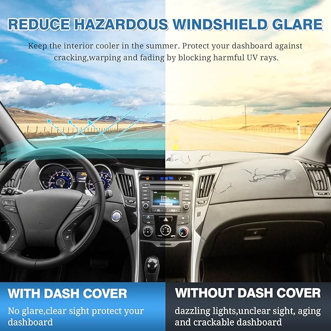 FIILINES Dash Cover for Hyundai Sonata 2011-2014, Dashboard Cover Sonata Accessories Suede Dash Cover Mat Sunshade Anti-Slip 