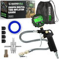 Rhino USA Digital Tire Pressure Gauge with Inflator (250 PSI) Professional Air Chuck & Air Compressor Attachments - High Pressure Tire Gauge with 0.1 Display Resolution - Best Car Accessories (1-Pack)