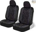 BDK Black Stardust Car Seat Covers for Front Seats, 2 Count.Glitter Pattern Front Seat Cover Set with Matching Headrest, Side