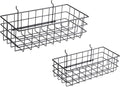 Pegboard Basket Set of 2, Medium + Small Size Basket, Black - Hooks to Any Peg Board - Organize Tools, Workbench, Accessories
