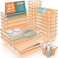 WOWBOX 25 PCS Plastic Drawer Organizer Set, 4 Sizes Desk Drawer Divider Organizers and Storage Bins for Makeup, Jewelry, Gadg