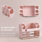 HBlife Makeup Organizer for Vanity with Brush Holder, Large Bathroom Countertop Cosmetic Organizer Skin Care Storage, Easy to