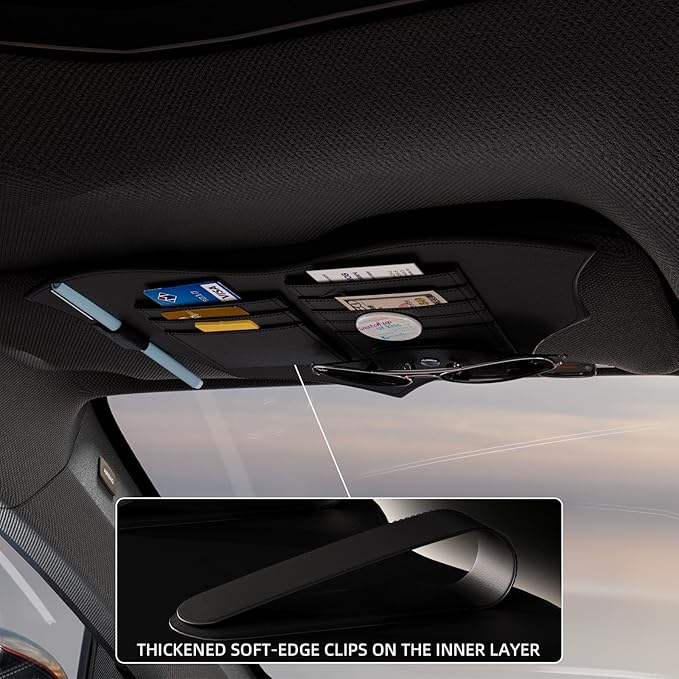 Car Visor Organizer, Multifunctional Auto Interior Accessories Storage Pocket Sun Visor Pouch for Card License Registration Document Pen Key Interior Accessories Pocket Organizer