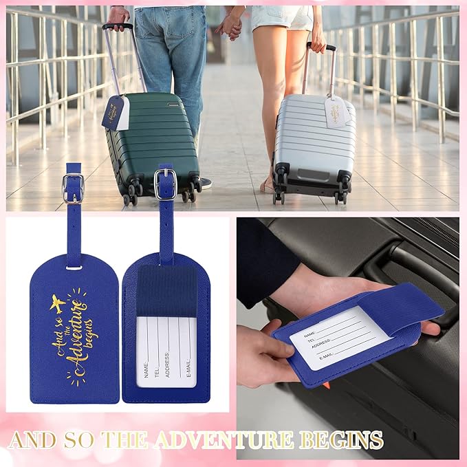 Amylove Bulk Luggage Tags Wedding Favors Adventure Begins Luggage Tags for Guests Travel Tag for Suitcase Bridal Gift 24 Pack