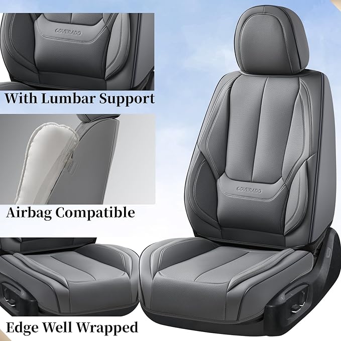 Coverado Seat Covers, Car Seat Covers Front Seats, Car Seat Cover, Car Seat Protector Waterproof, Car Seat Cushion Nappa Leat