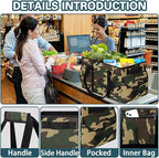 Sturdy Extra Large Utility Tote Bag with Hard Bottom & Sides, Heavy Duty Grocery Tote Bag, Thirty One Utility Tote with Handles for Shopping, Beach, Picnics, Camping, Car (22.5"x11"x12", Camo)
