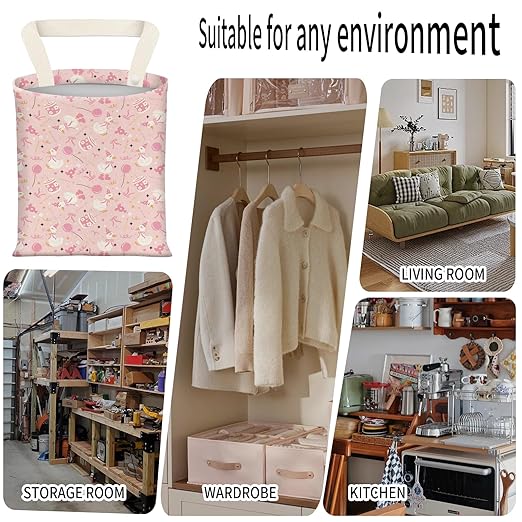 Car Garbage Can, Seat Back Hanging Cute Car Trash Can Bag, Car Organizer and Storage Bag for Travelling, Outdoor Cute Pink White Duck