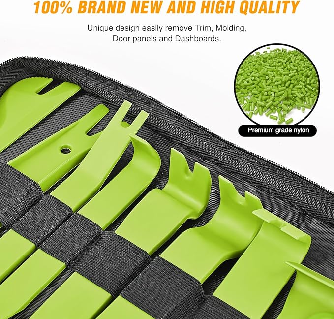 GOOACC 102Pcs Trim Removal Tool, Auto Push Pin Nylon Bumper Retainer Clip Set Fastener Terminal Remover Tool Round Handle Cro