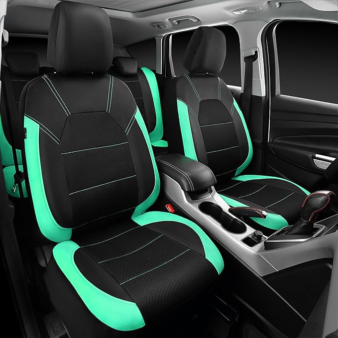 CAR PASS Leather Seat Covers, Breathable Universal Car Seat Cover Full Set for Cute Women Girly,Super 5mm Composite Sponge In