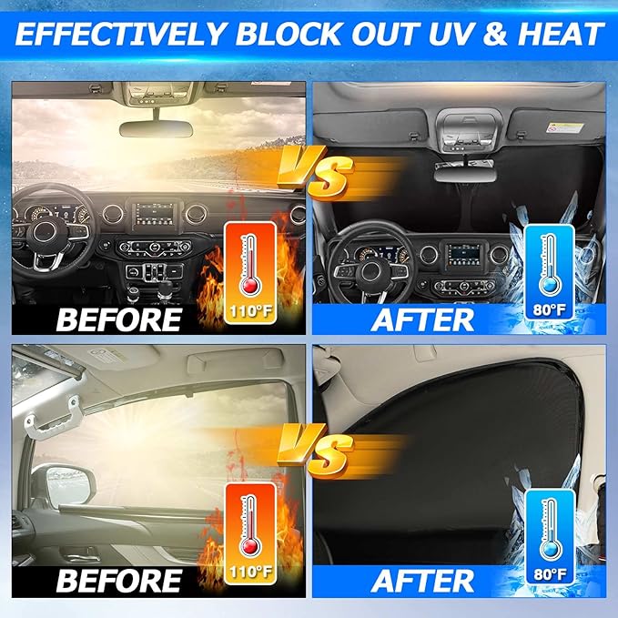 Karltys 3PCS Windshield Sun Shade for 2010-2025 Toyota 4Runner, 210T Reflective Front and Side Window Sunshade Cover Custom Fit 4-Runner, Foldable Sun Visor Protector Blocks Heat UV Rays