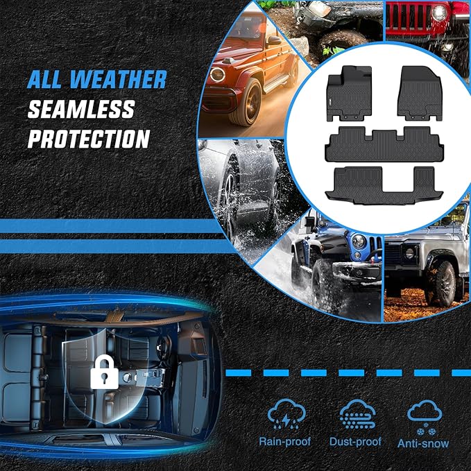 Nilight TPE Floor Mats for Nissan Pathfinder 8 Seater 2022-2026 / Infiniti QX60 7 Seater 2022 2023 2024 2025 2026 All Weather Custom Fit Heavy Duty Floor Liners