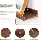 Fun Memories Picture Ledge Shelves Set of 2, 55 Inch Rustic Wall Mounted Floating Shelves with Lip for Home Storage and Décor