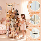 LAMU Stuffed Animal Storage, Wooden Zoo Stuffed Animal Holder with Elastic Cords, Space Save Toy Organizer, Extra Large Capac
