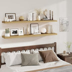 Fun Memories 12 Inch Deep Floating Shelves, 67 Inch Long Extra Large Floating Shelves Set of 2, Rustic Wood Wall Shelves for 
