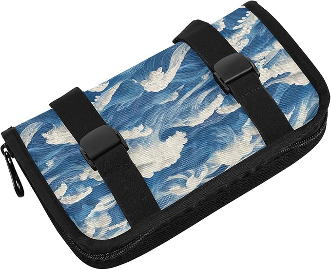Car Tissue Holder Car Visor Organizer Tissue Box Holder for Car Sun Visor Organizer with Car Vehicle Accessories Essentials Interior for Women Men Blue Waves WhiteFoam Textures
