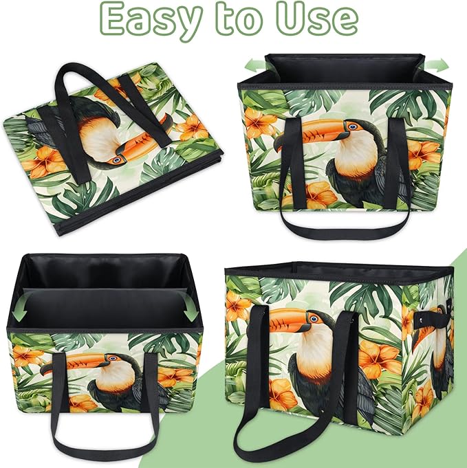 Reusable Grocery Bag, Foldable Large Shopping Tote Bag for Groceries Kitchen Picnic Car Trunk