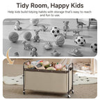 StorageWorks Toy Box with Wheels for Kids, 135L Large Toy Storage Chest and Organizer, 23" Metal Toybox with 360° Swivel Whee