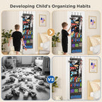 Mefirt Over The Door Organizer for Toy Guns, Toys Storage Door Hanger with Pockets and Slots for Kids Foam Blasters, Darts, G