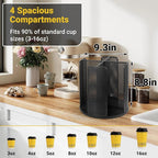 4-Compartment Rotating Paper Cup Holder & Coffee Cup Lid Storage Dispenser, Plastic Cup Dispenser Removable, Space-Saving Cou