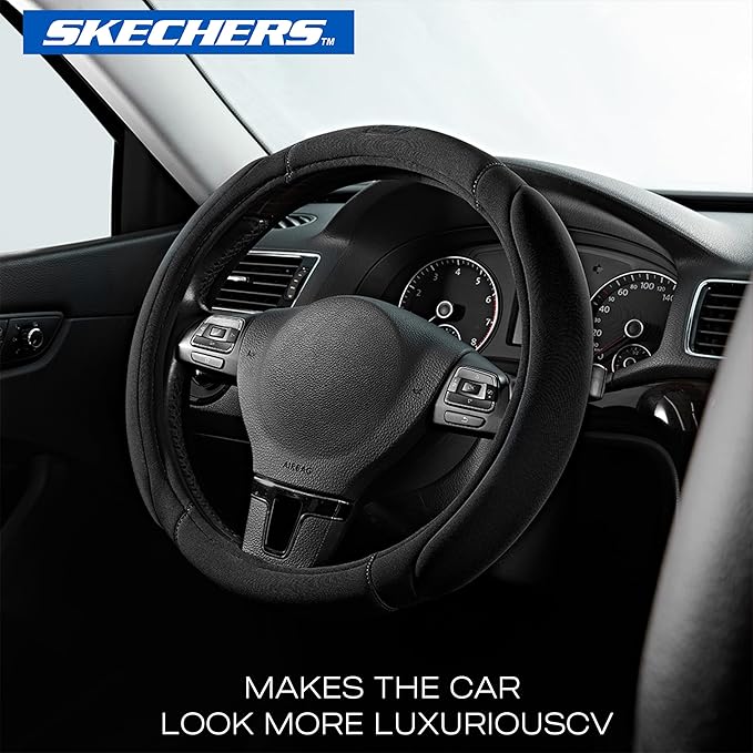 Skechers Steering Wheel Cover, Memory Foam Car Steering Wheel Cover,14.5-15inch Anti-Slip Safety Comfortable Desgin, Universa