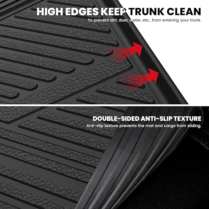 LASFIT Trunk Mat with Backrest Mat for Chevrolet Chevy Traverse 2024-2026 & GMC Acadia 2024-2026 & Buick Enclave 2025-2026, All Weather TPE Custom Fit Cargo Mat Trunk Liner with Backrest Mat, Black