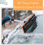 BIRDROCK HOME 36" Extendable Snow Pusher Brush & Detachable Ice Scraper for Cars | Aluminum Grip for Car, Truck, SUV | Safe on Auto Windshield & Windows | Wide Frost Remover for Semi & Small Vehicles