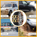 Snow Tire Chains for Cars/SUV/Pickup, Reusable Universal Tire Chains for Ice and Snow, Fit Tire Width 185-265mm, 6PCS