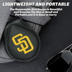 for MLB SanDiego Padres Car Visor Sunglass Holder - Black Leather Eyeglass Case with Team Logo, Clip-On Sun Visor Organizer for Auto Interior, SD Padres Gifts