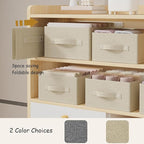 Collapsible Closet Organizer, Storage Bins, Fabric Cube Baskets for Organizing Home and Office, Grey and Beige, 3 Pack, 13.0x