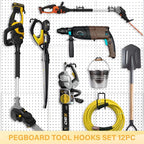 Heavy Duty Pegboard Hooks 12PC - Black Peg Board Hooks for Hanging Tools, Drill Holder, Only Fits 1/4" Peg Board, Ideal for g
