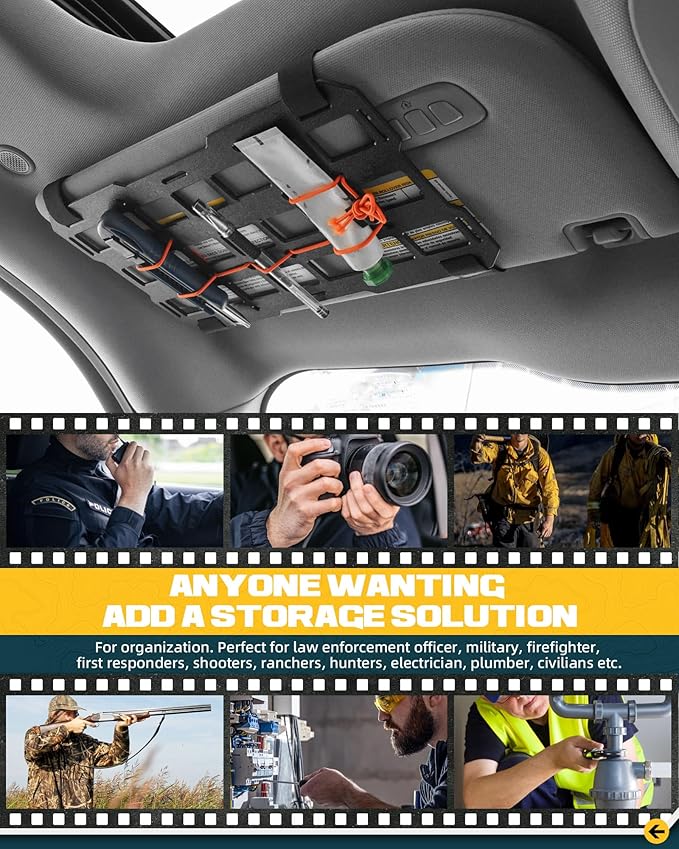 7"x13" Universal Sun Visor Organizer Rigid MOLLE Panel for Vehicle Car SUV Trucks Tactical Gears Interior Accessories