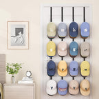 SWTYMIKI Over Door Hat Rack - 4 Packs Metal Hanging Hat Organizer with 16 Hooks Design, Baseball Cap Hanger Organizer Storage
