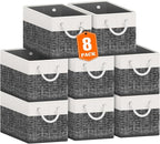 Fab totes Storage Bins [8-Pack], Foldable Storage Baskets for Organizing Toys, Books, Shelves, Closet, Large Storage Box with