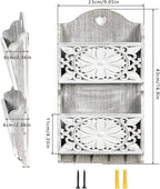 2-Slot Mail Organizer Wall Mount with 4 Hooks, Rustic Key and Mail Holder for Home Decorative, Wooden Key Hangers Wall File O