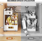 2 Pack 19IN-Depth Under Sink Organizer,Pull Out Cabinet Organizer With Smooth Cylindrical Rail,Metal Slide Out Drawer for Kit