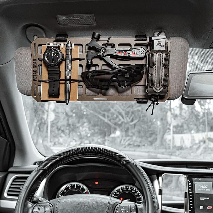 PETAC GEAR Car Sun Visor EDC Orgnaizer|Auto Rigid Molle Panels For Vehicles Car Seat Back Organizer Tactical Gears Rack Truck Mount Panels (Dark Earth)