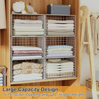 6 Pack Closet Organizers And Storage, Stackable Closet Shelf Organizer Storage Bin Basket For Clothes Sweaters With Top Board