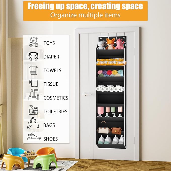 KYEVIS Over The Door Shoe Organizer Storage Fit 16-24 Pairs Hanging Shoe Rack Organiser for Closet Door, Deep Pocket Shoe Hol