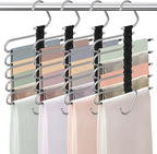 Upgrade Pant Hangers Space Saving, Non Slip Stainless Steel Multifunctional Pants Rack S-Type Clothes Pant Closet Hanger Orga